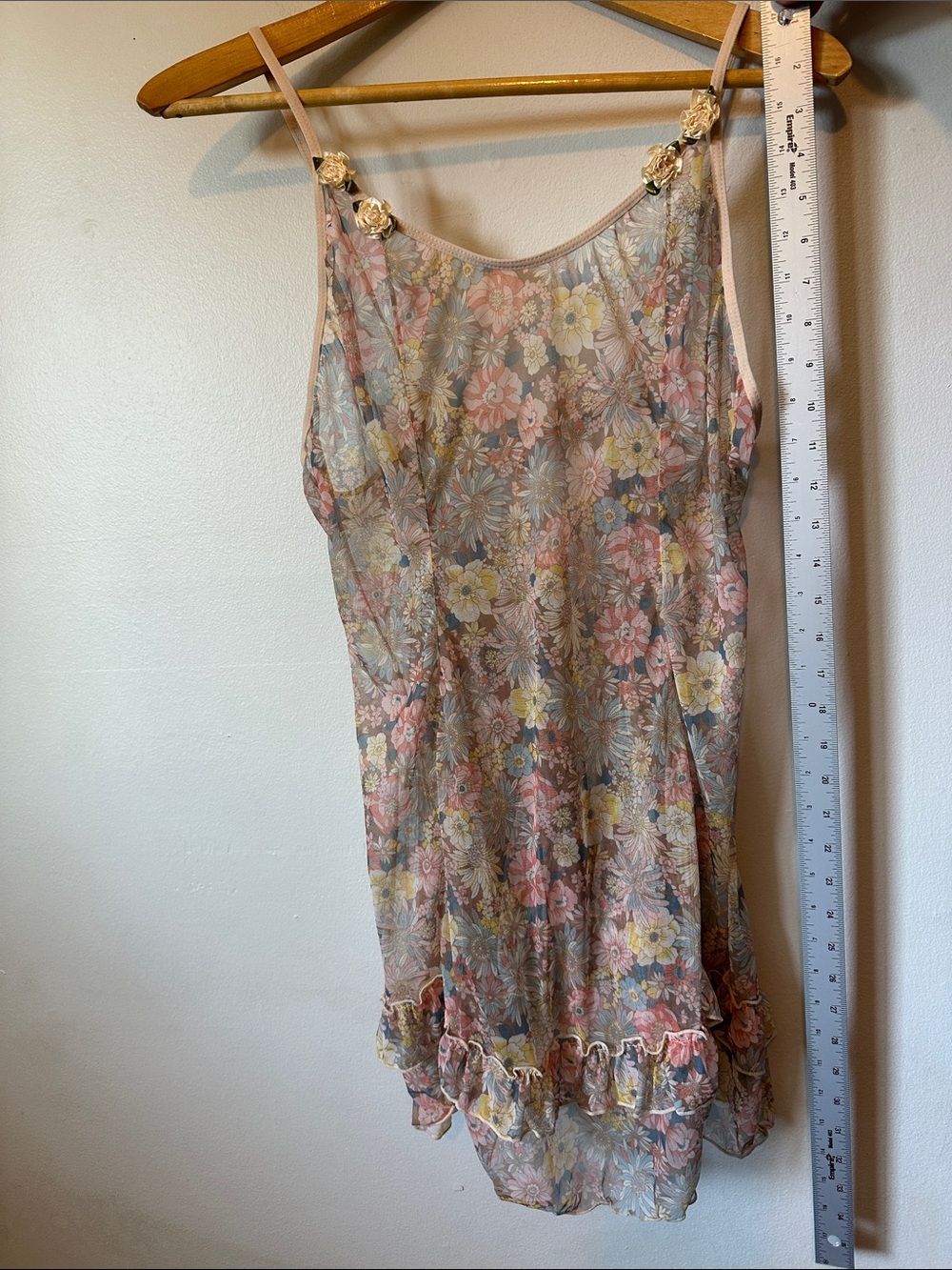 Vintage Sheer Floral Slip Dress Soft Girl 90s Chic - Picture 8 of 9